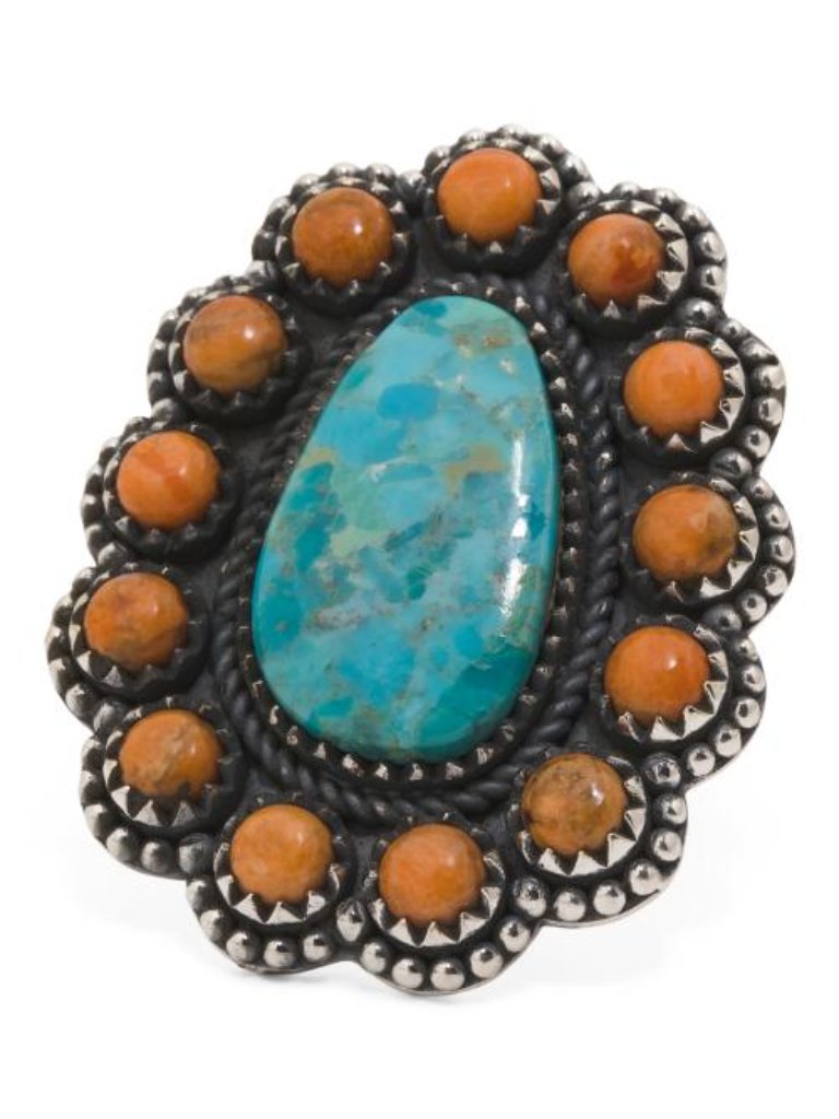 Shivam Made In India Sterling Silver Plated Mohave Turquoise Ring